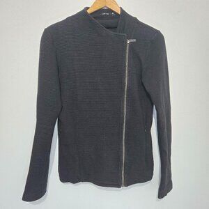 SAINT + SOFIA Black Knit Asymmetric Zip Jacket Sz 6 Biker Organic Cotton Baddie